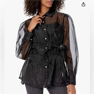 The Drop Sheer Organza Peplum Blouse